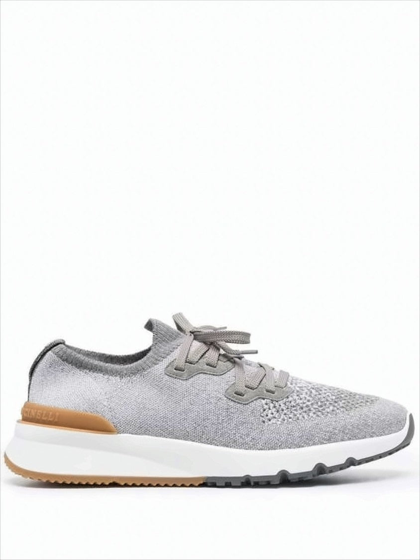 Brunello Cucinelli Low-Profile Knitted Sneakers With Cushioned Sole