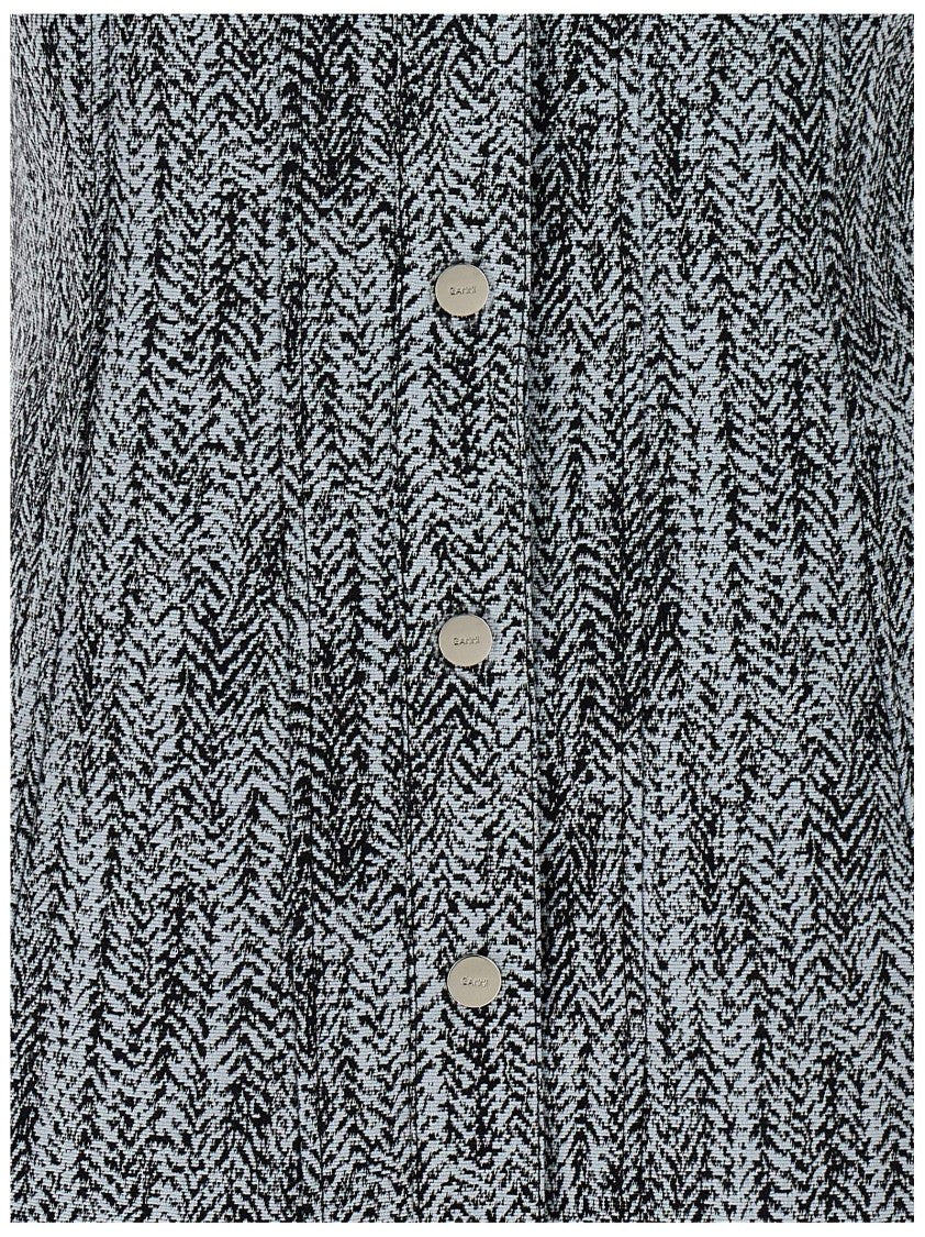 Ganni Cotton Tweed Mini Dress With Square Neckline