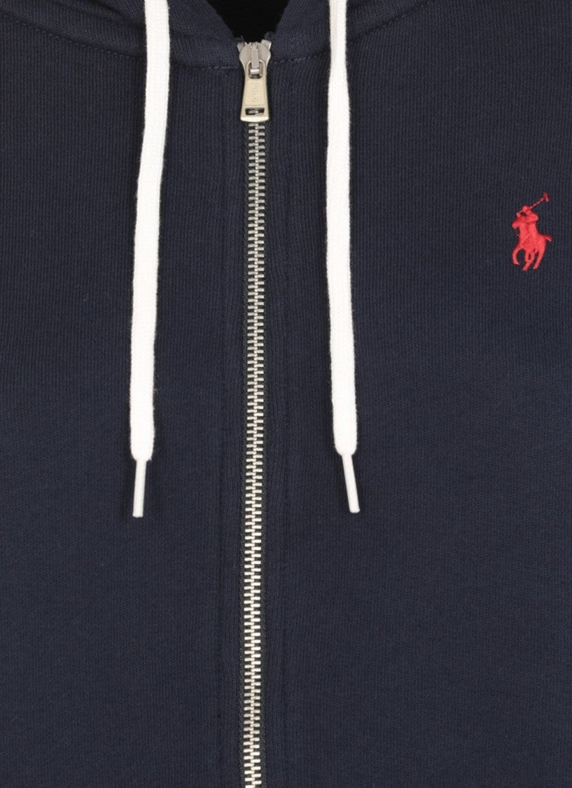 Polo Ralph Lauren Zip-Up Hoodie With Drawstring Hood And Kangaroo Pockets
