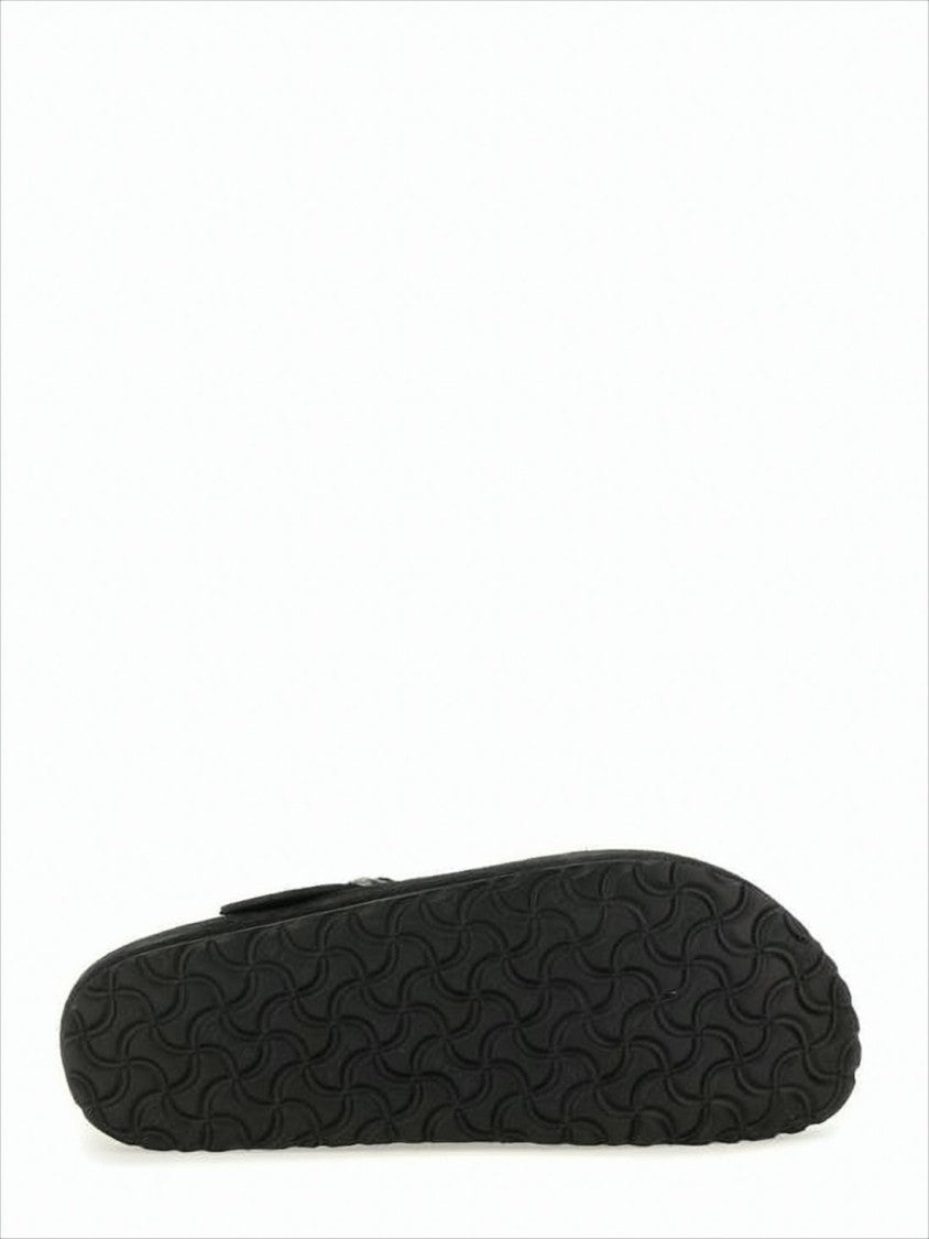 Birkenstock Closed-Toe Suede And Leather Flats With Adjustable Strap