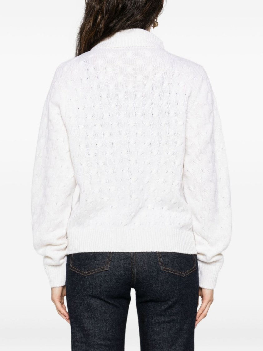 Tabaroni Cashmere Textured Knit Cashmere Sweater With High Turtleneck