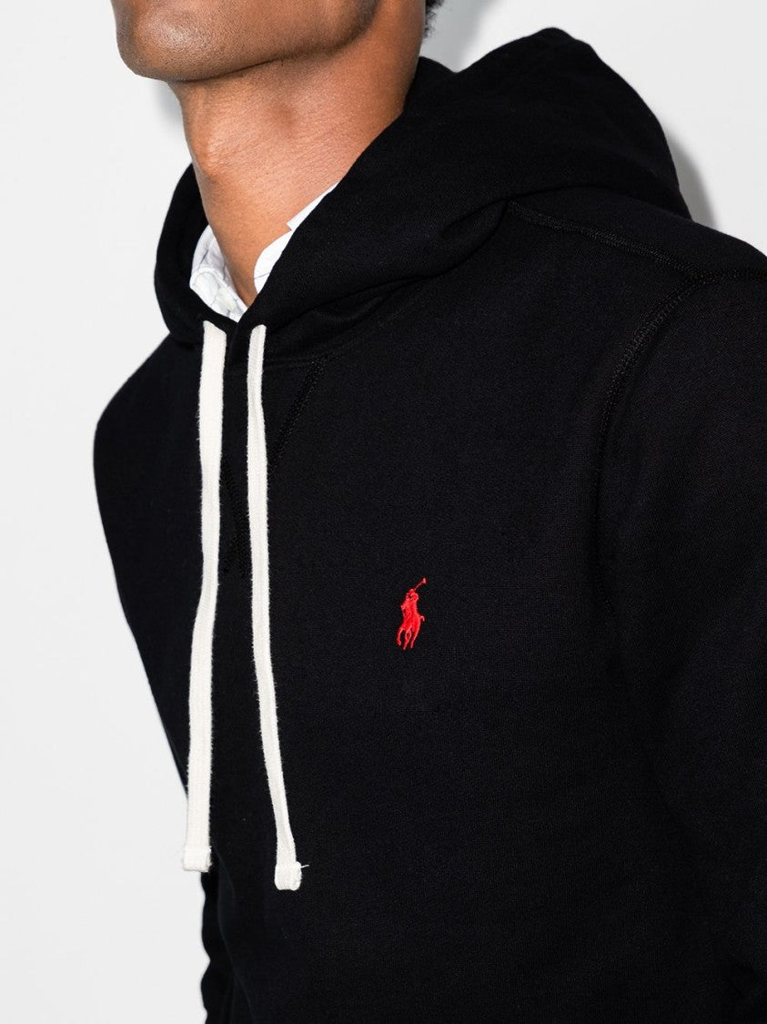 Polo Ralph Lauren Slouchy Black Cotton Blend Hoodie With Embroidered Logo