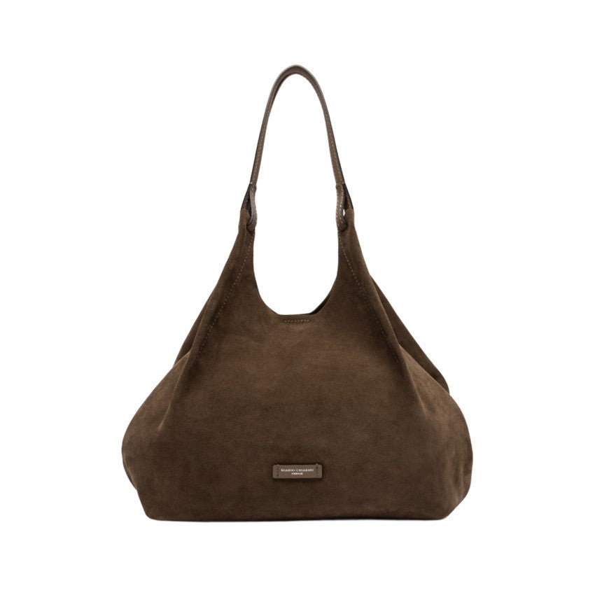 Gianni Chiarini Daino Suede Handbag With Hammered Leather Trims