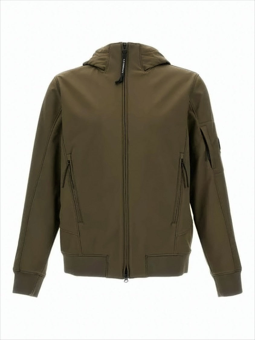C.P. Company Matte-Finish Hooded Jacket With Zippered Pockets And Logo Patch