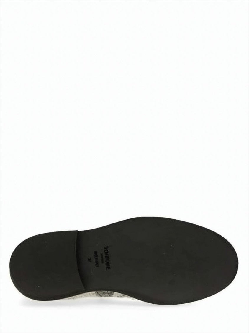 Thom Browne Textured Fabric Mary Jane Flats With Gold-Tone Buckle