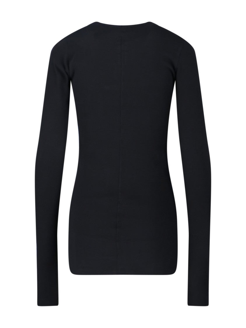 Drkshdw By Rick Owens Black Cotton "Rib" T-Shirt