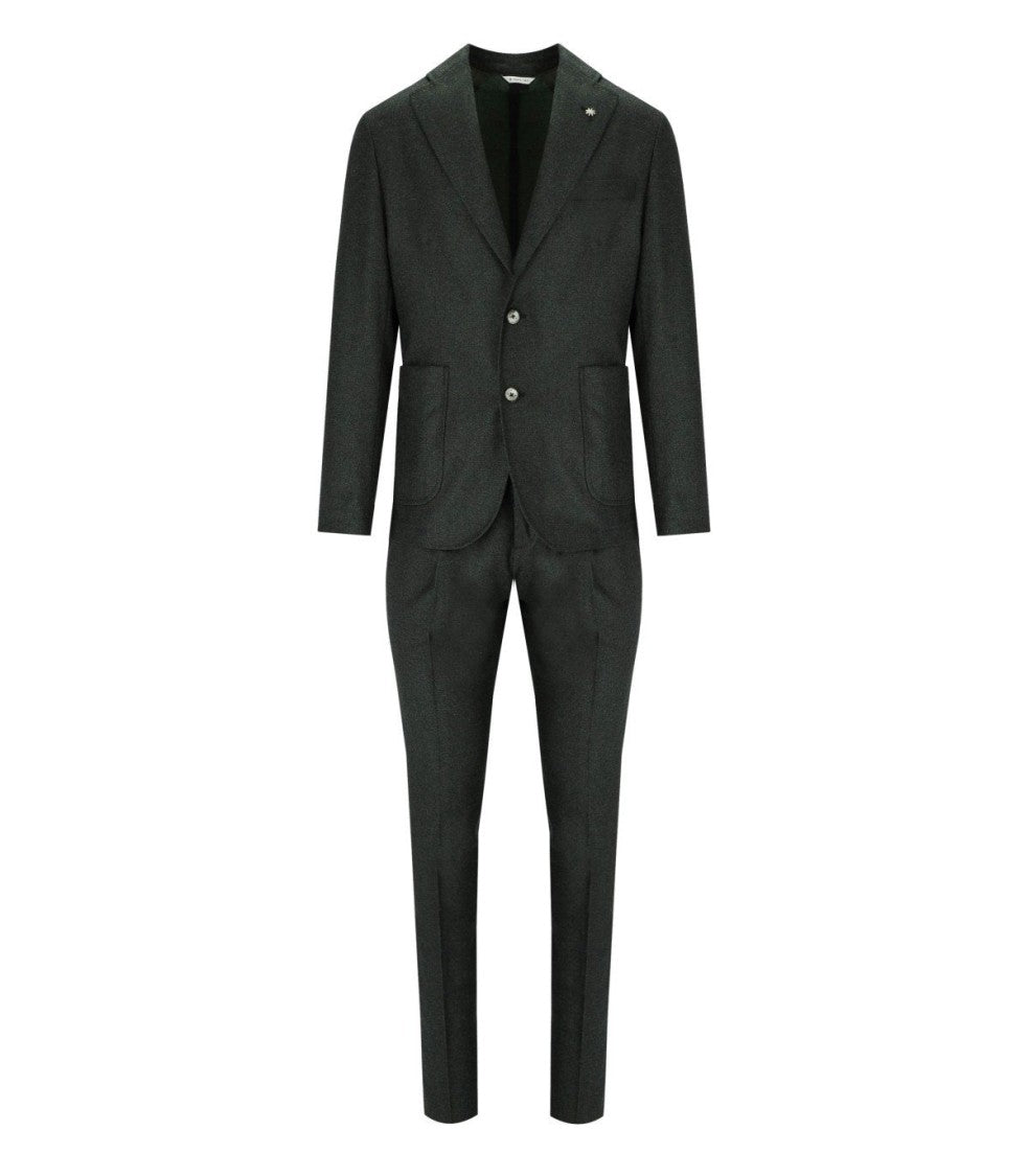Manuel Ritz Dark Green Tailored Suit With Wide Lapel And Slim Fit Trousers