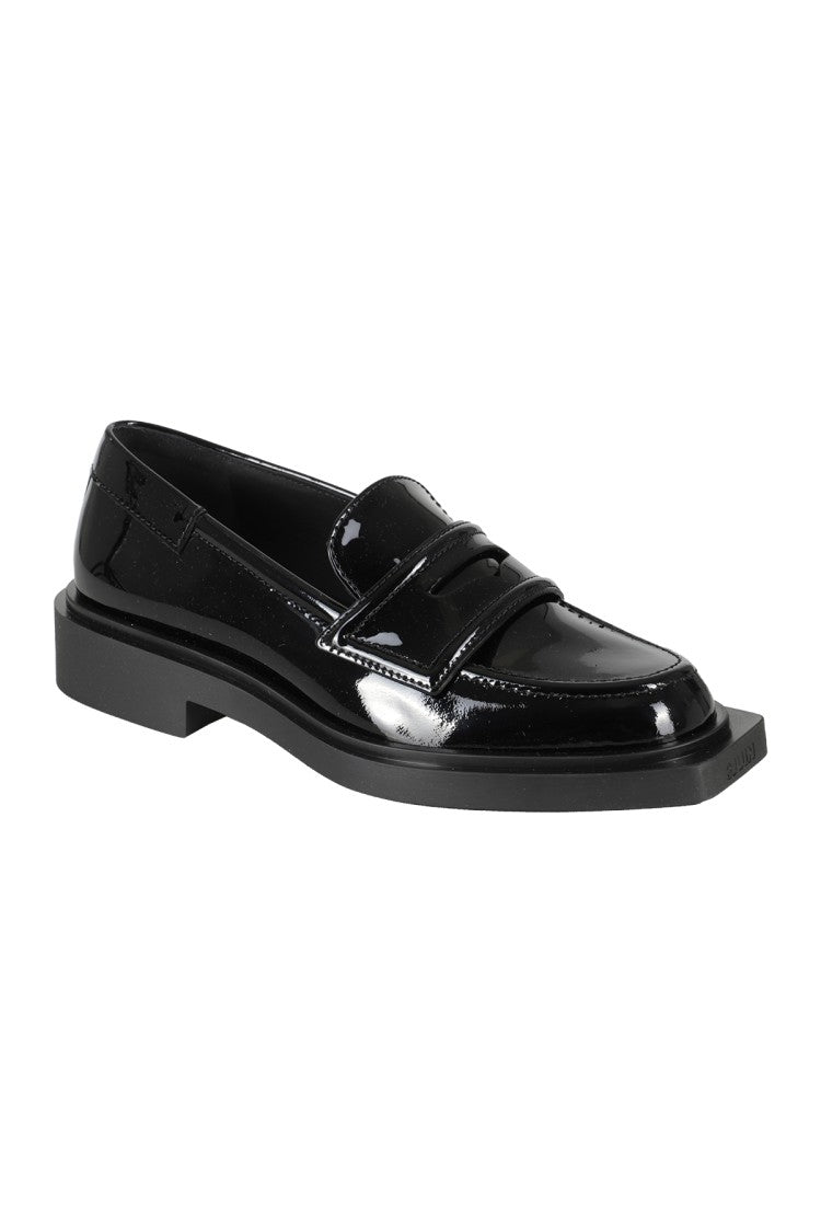 3Juin Black Leather Loafer With Purple Pattern