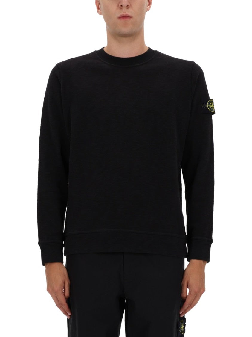 Stone Island Relaxed Fit Black Cotton Sweatshirt