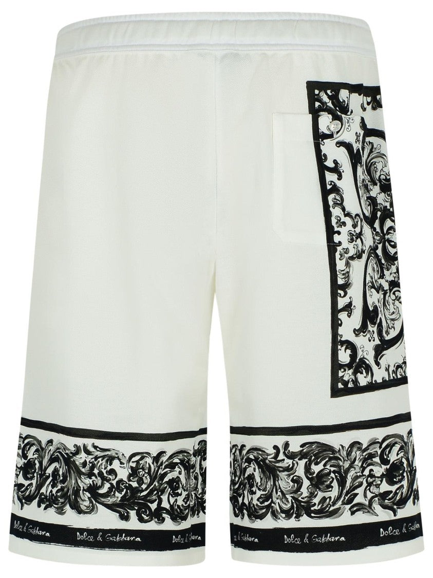 Dolce & Gabbana Maiolica' White Cotton Bermuda Shorts