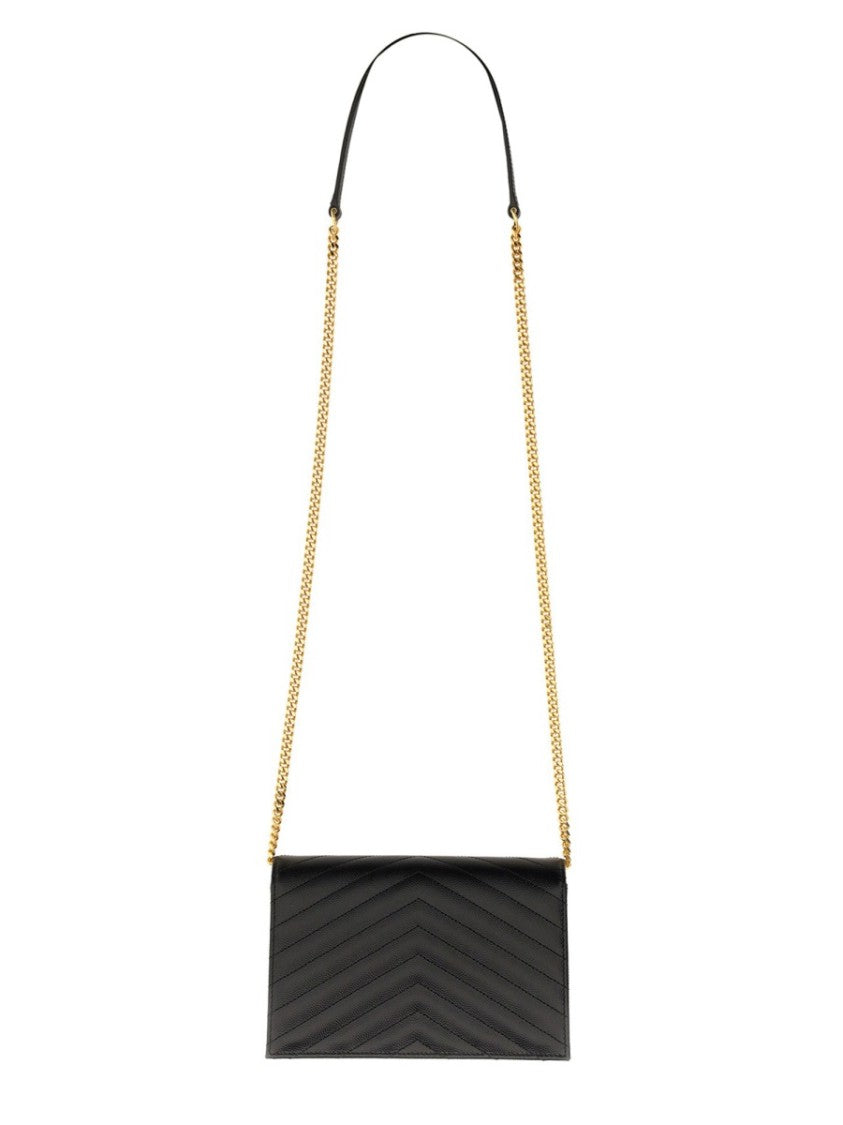 Saint Laurent "Envelope Cassandre" Wallet With Chain