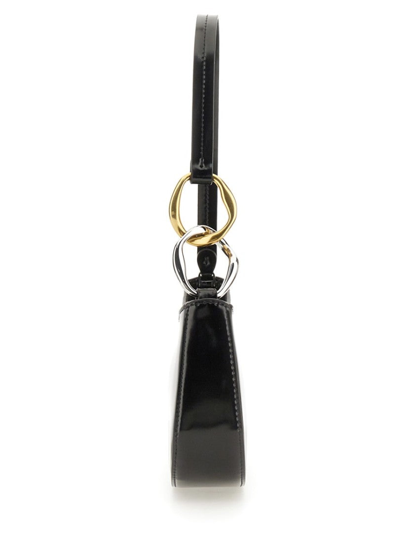 Staud Curved Rectangular Black Shoulder Handbag With Chain Link Strap