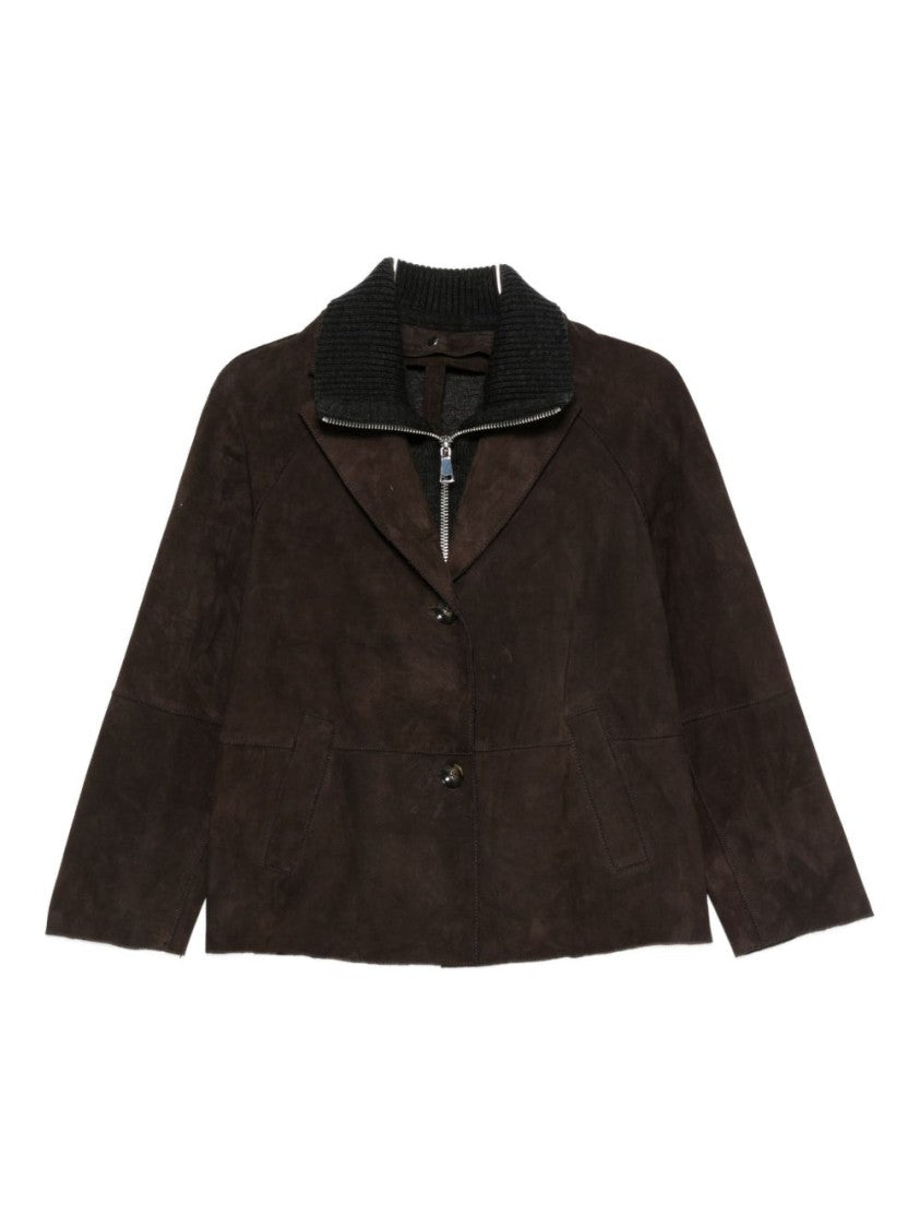 The Jack And Jackie Leathers Cropped Calf Leather Jacket With Wide Lapel