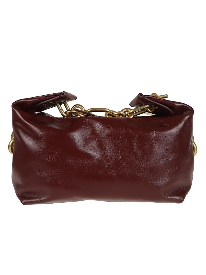 Balmain Red Calfskin Mini Sync Bag With Double Chain Handle