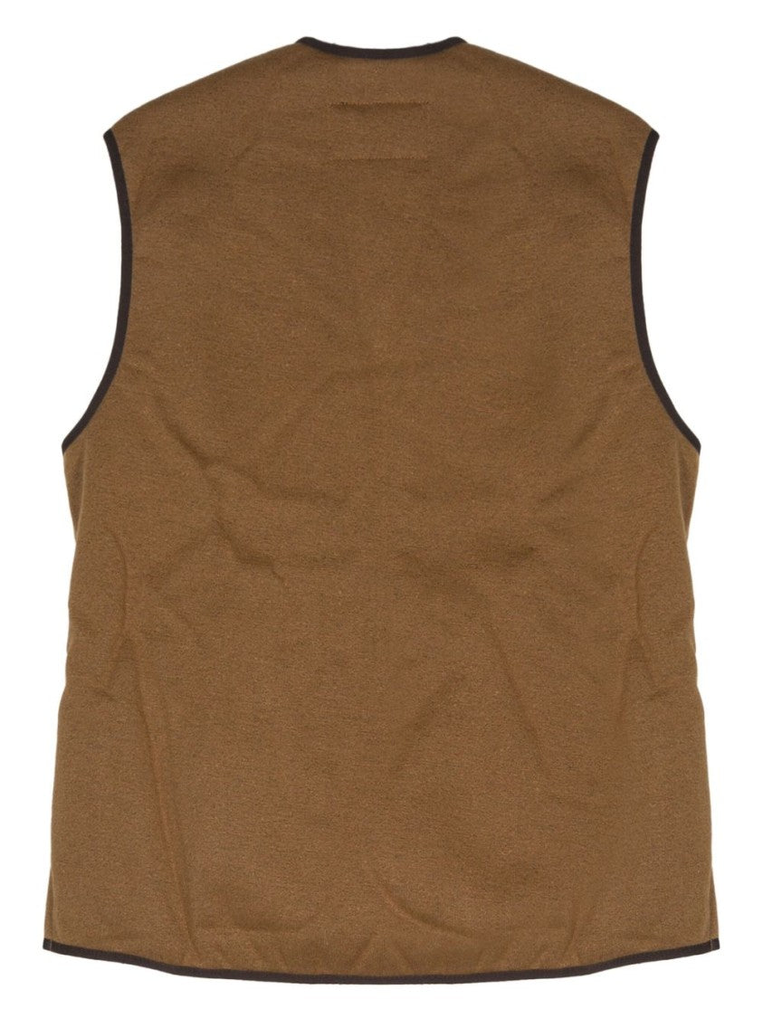 Barbour Sleeveless Brown Knitwear Vest With Zipper Closure