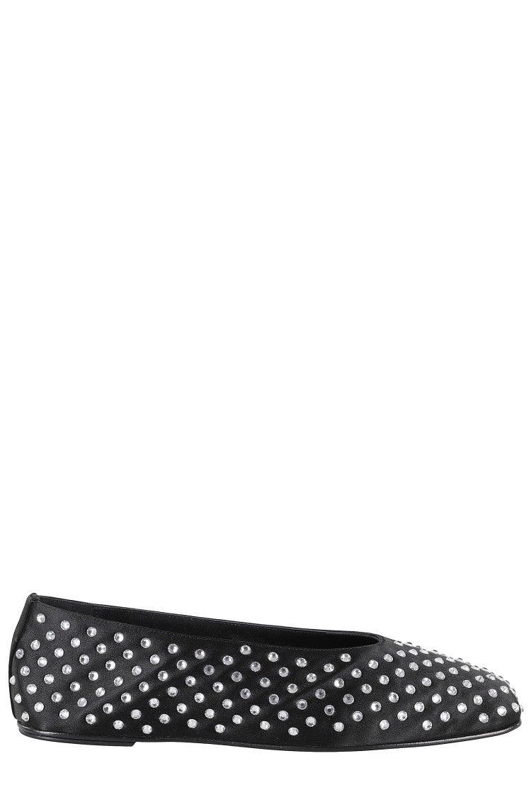 Magda Butrym Ballet Flats Satin Black Crystals