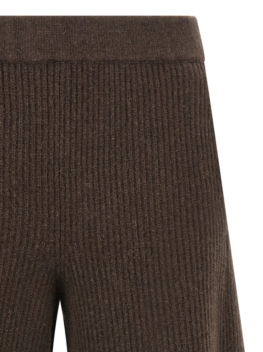 Nude Culotte Pants With Relaxed Silhouette And Side Pockets