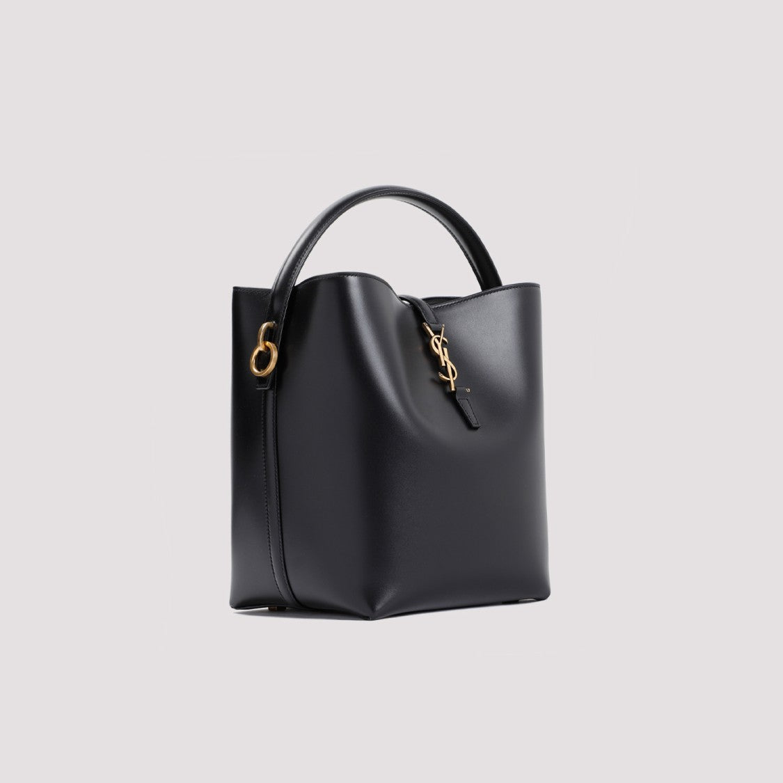 Saint Laurent Structured Black Calf Leather Handbag