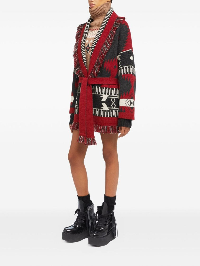 Alanui Geometric Patterned Cashmere Sweater With Shawl Collar