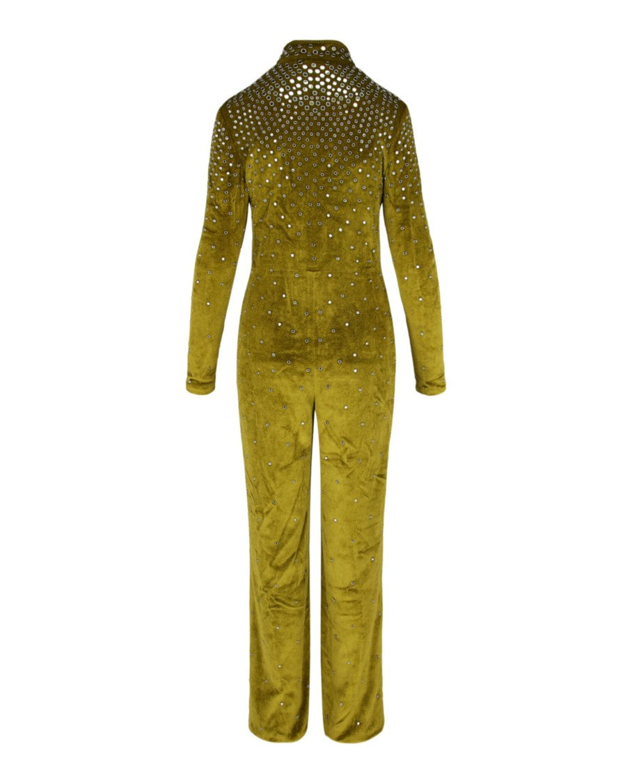 Bottega Veneta Fitted Green Velvet Jumpsuit