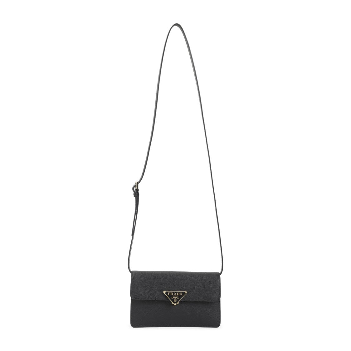 Prada Rectangular Black Saffiano Leather Handbag With Gold Hardware