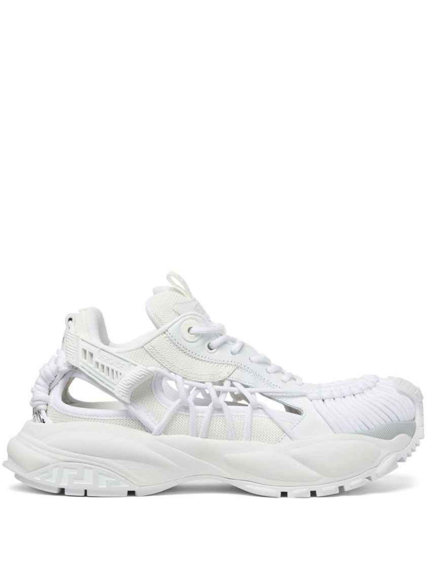 Versace White Panelled Sneakers With Cut-Out