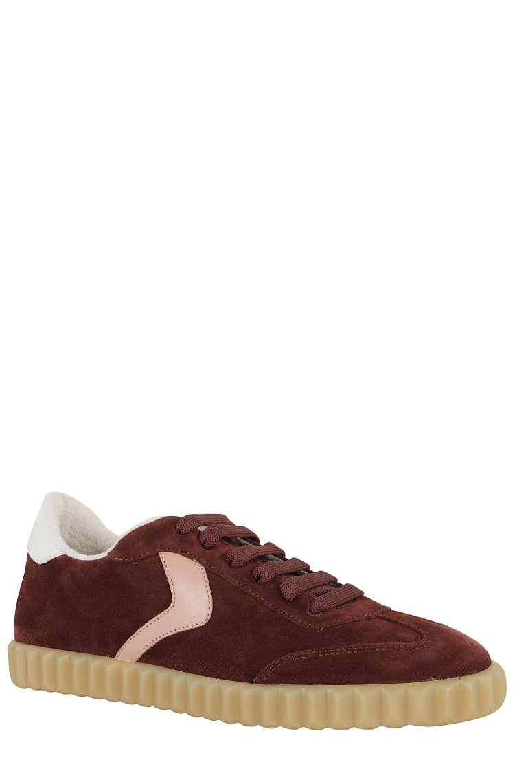 Voile Blanche Suede Low-Top Sneakers With Beige Accent