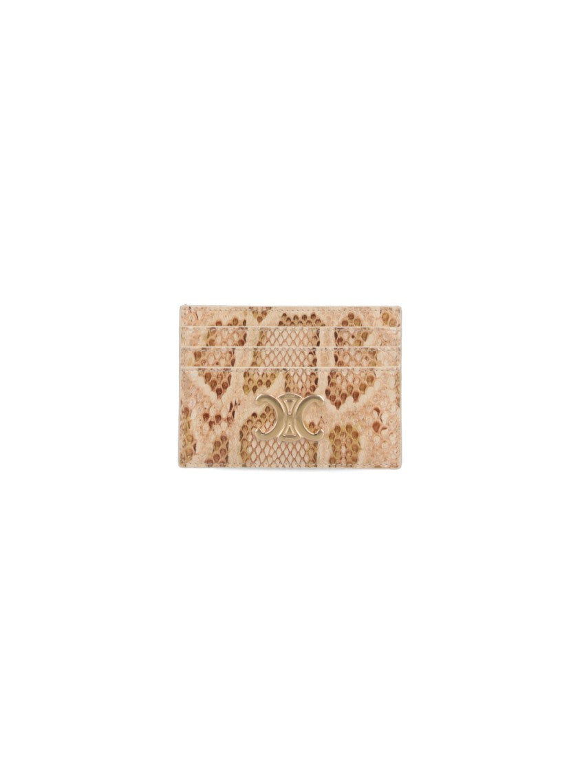 Céline "Triomphe" Python Leather Card Holder
