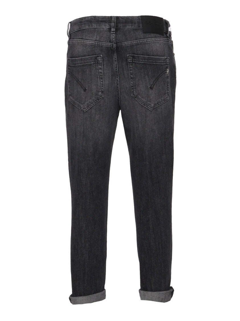 Dondup High-Waisted Black Jeans With Rolled Cuffs
