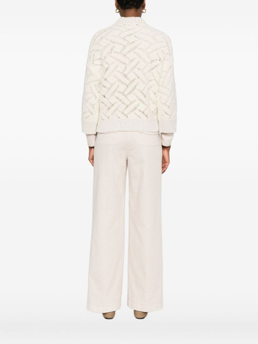 Peserico Textured White Alpaca Blend Sweater