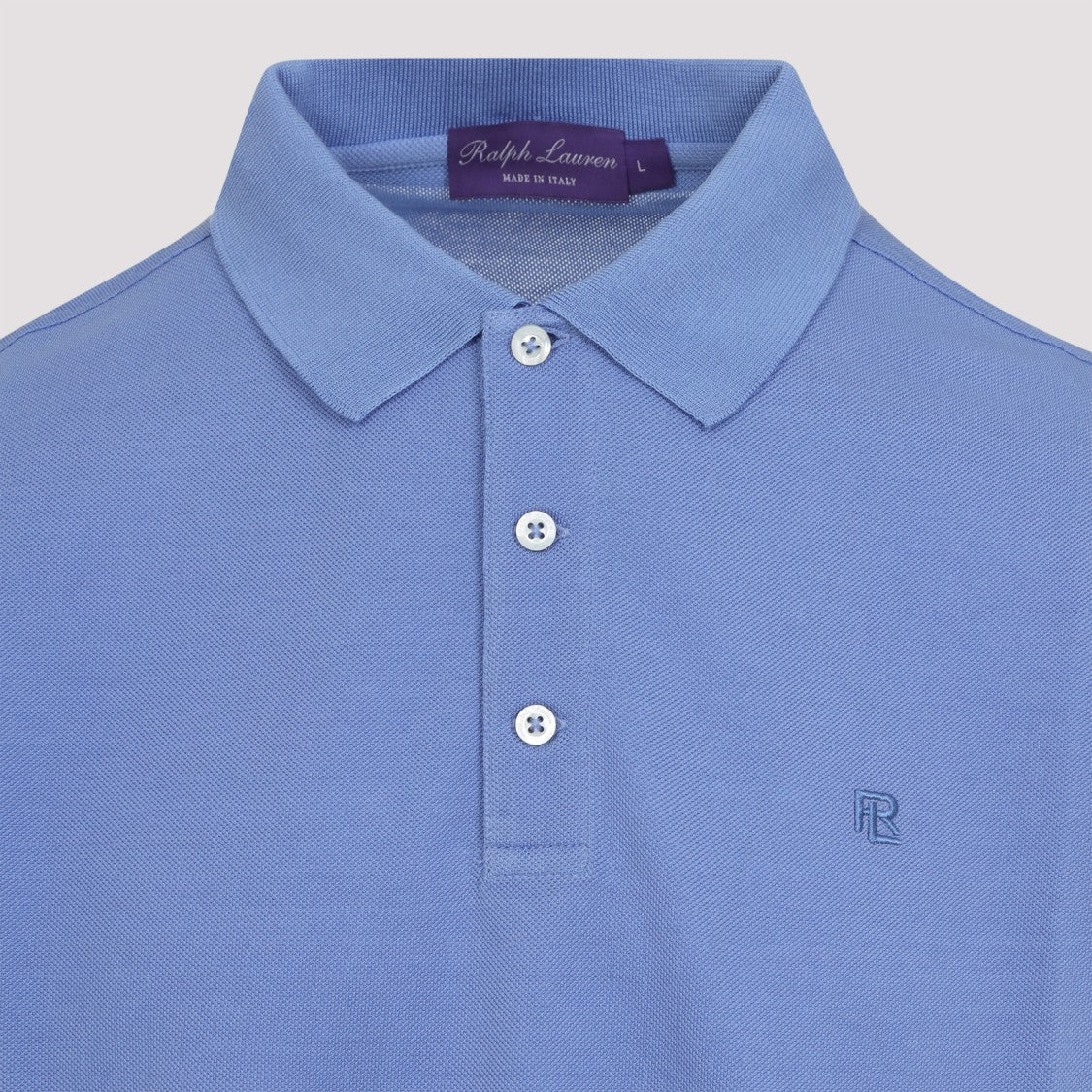 Ralph Lauren X Purple Label Timeless Blue Cotton T-Shirt With Classic Polo Design