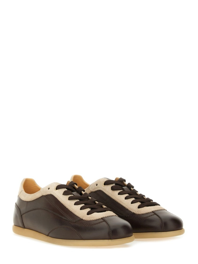 Brunello Cucinelli Low-Profile Leather Sneaker With Suede Accents