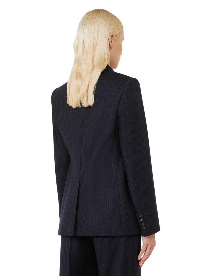 Max Mara Double-Breasted Tailored Blazer With Subtle Pinstripe