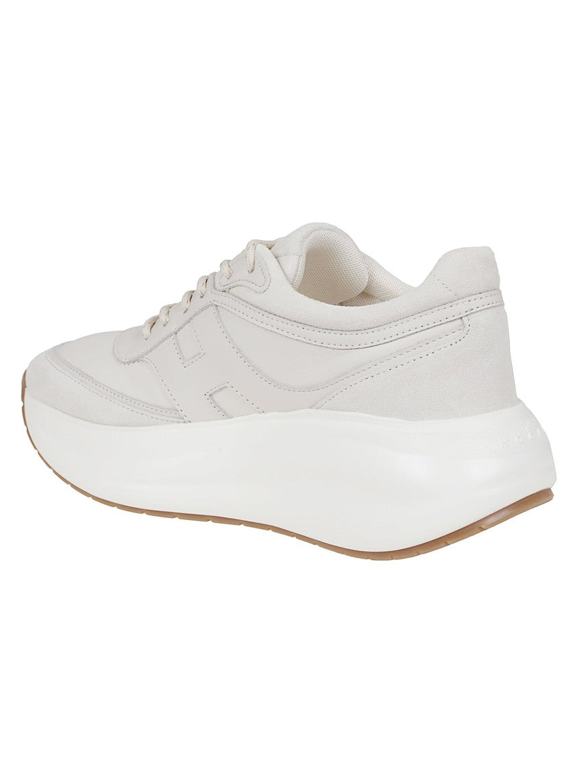 Hogan H696 Lace-Up Sneakers With Nappa Leather And Suede Inserts