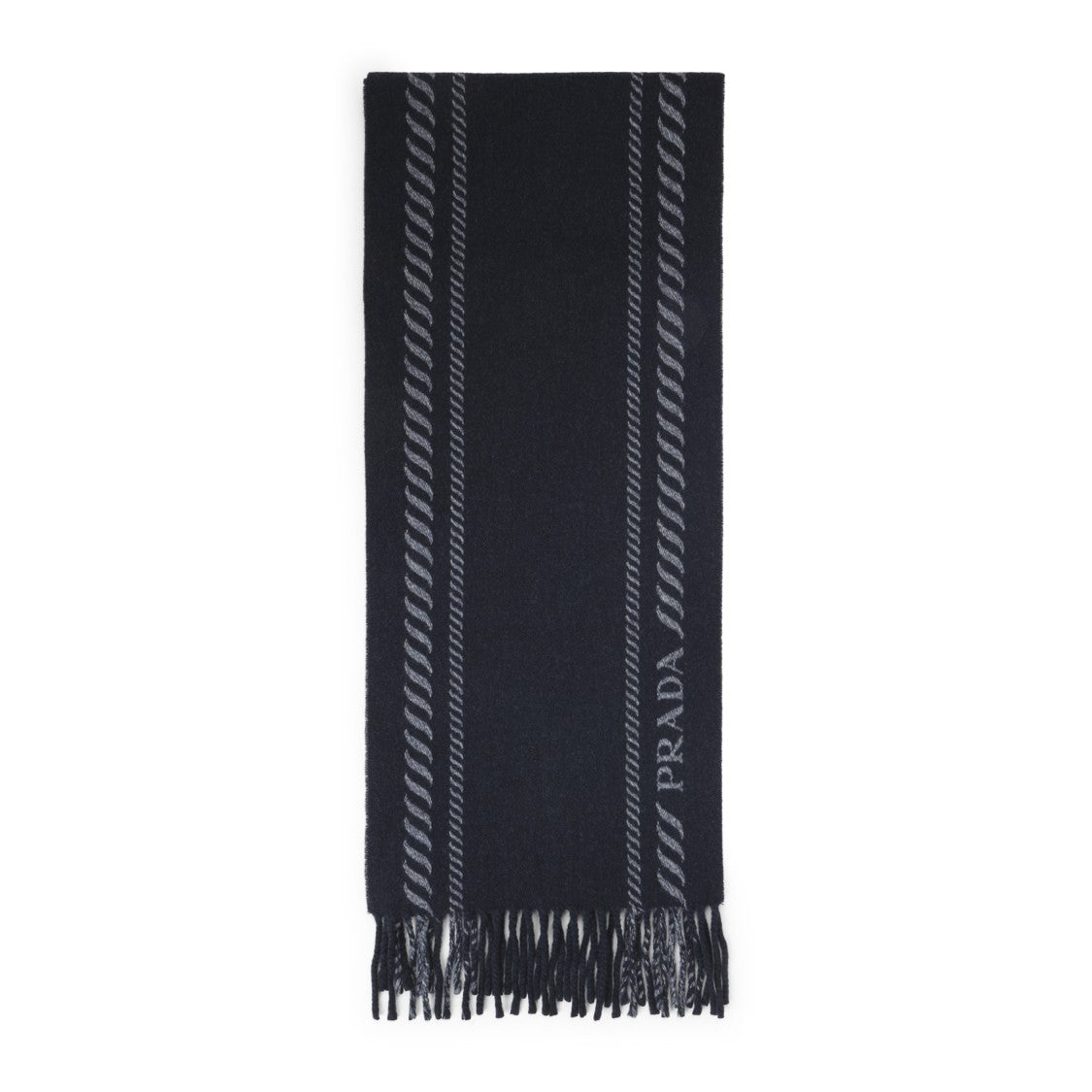 Prada Wool-Cashmere Blend Scarf With Fringed Ends
