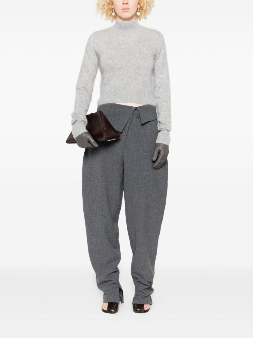 Sportmax Cropped Cashmere Sweater With High Neck And Ribbed Cuffs