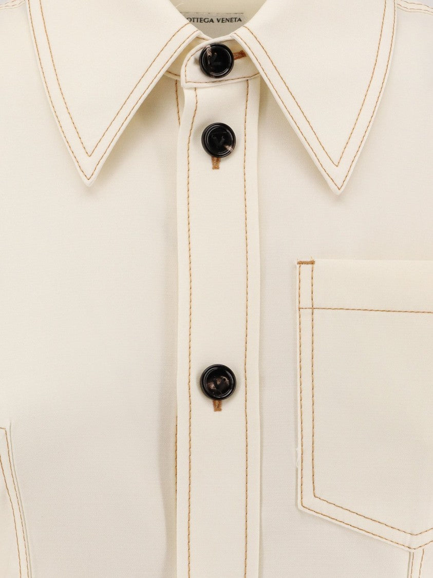 Bottega Veneta Crisp White Shirt With Classic Collar And Tailored Fit
