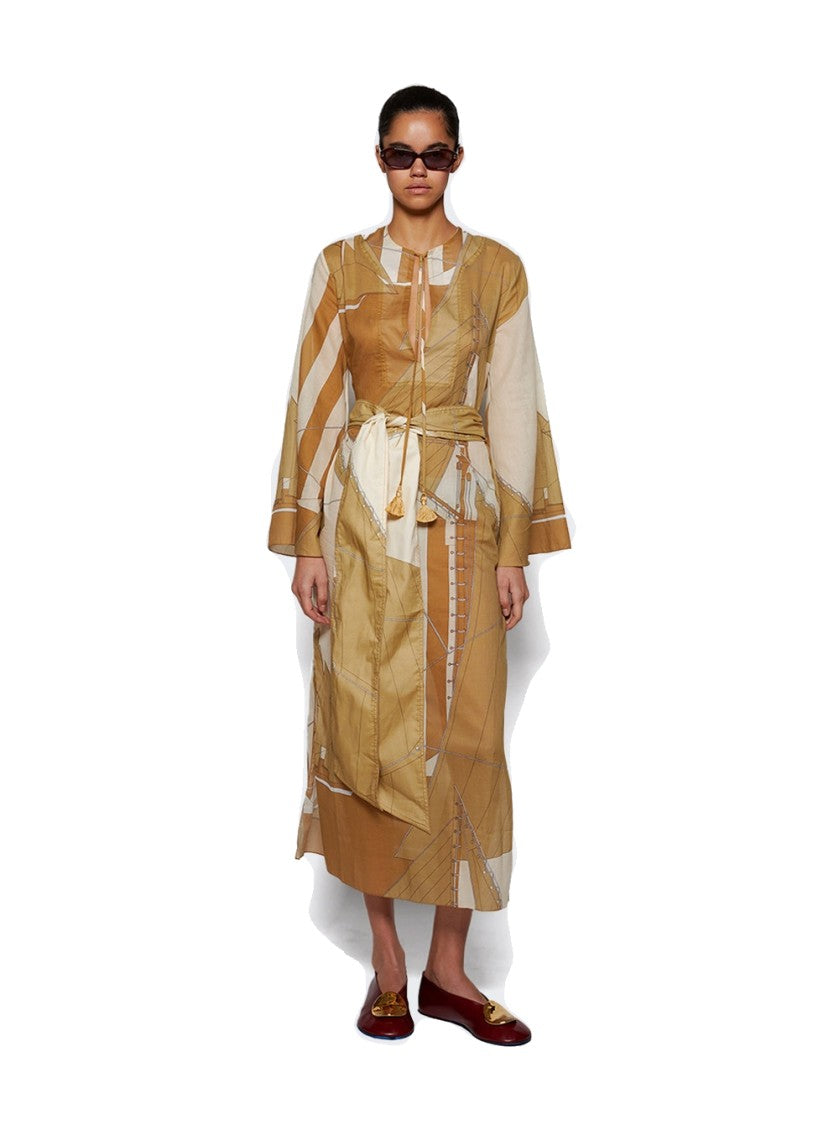 Johanna Ortiz Aqua Cruiser Tunic Dress Sand And Ecru