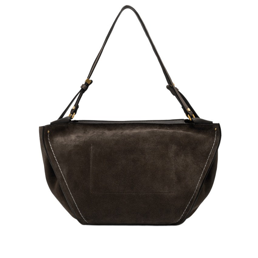 Gianni Chiarini Tulip-Shape Suede Leather Shoulder Bag With Decorative Accents