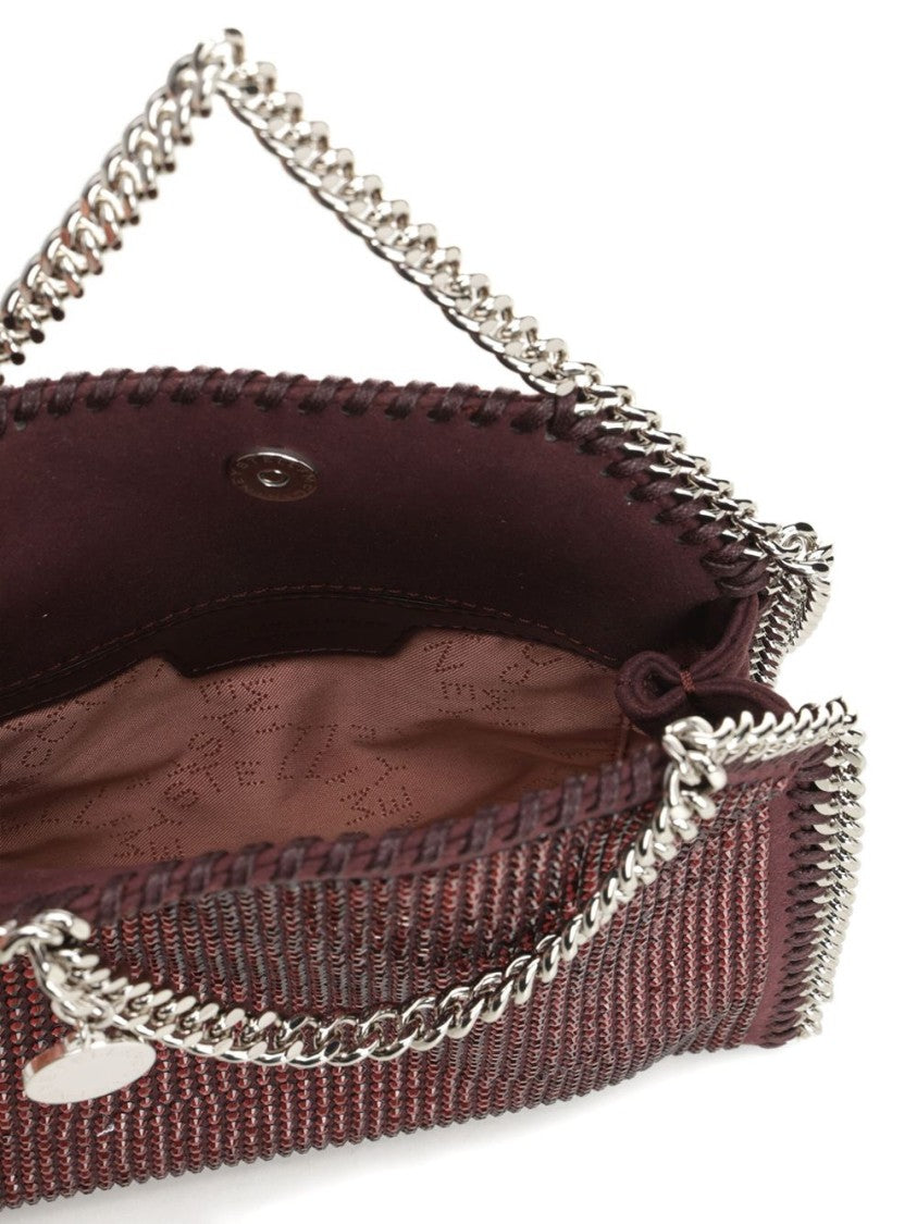 Stella Mccartney Burgundy Rhinestone-Embellished Bag With Silver-Tone Chain Accent