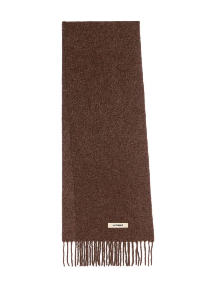 Jacquemus Fringed Brown Mohair-Alpaca Blend Scarf