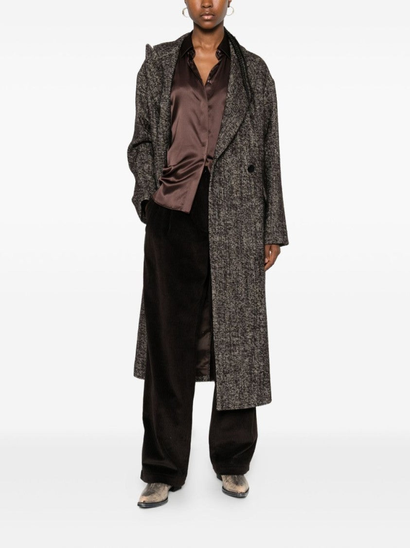 Tagliatore Double-Breasted Brown Wool Blend Coat