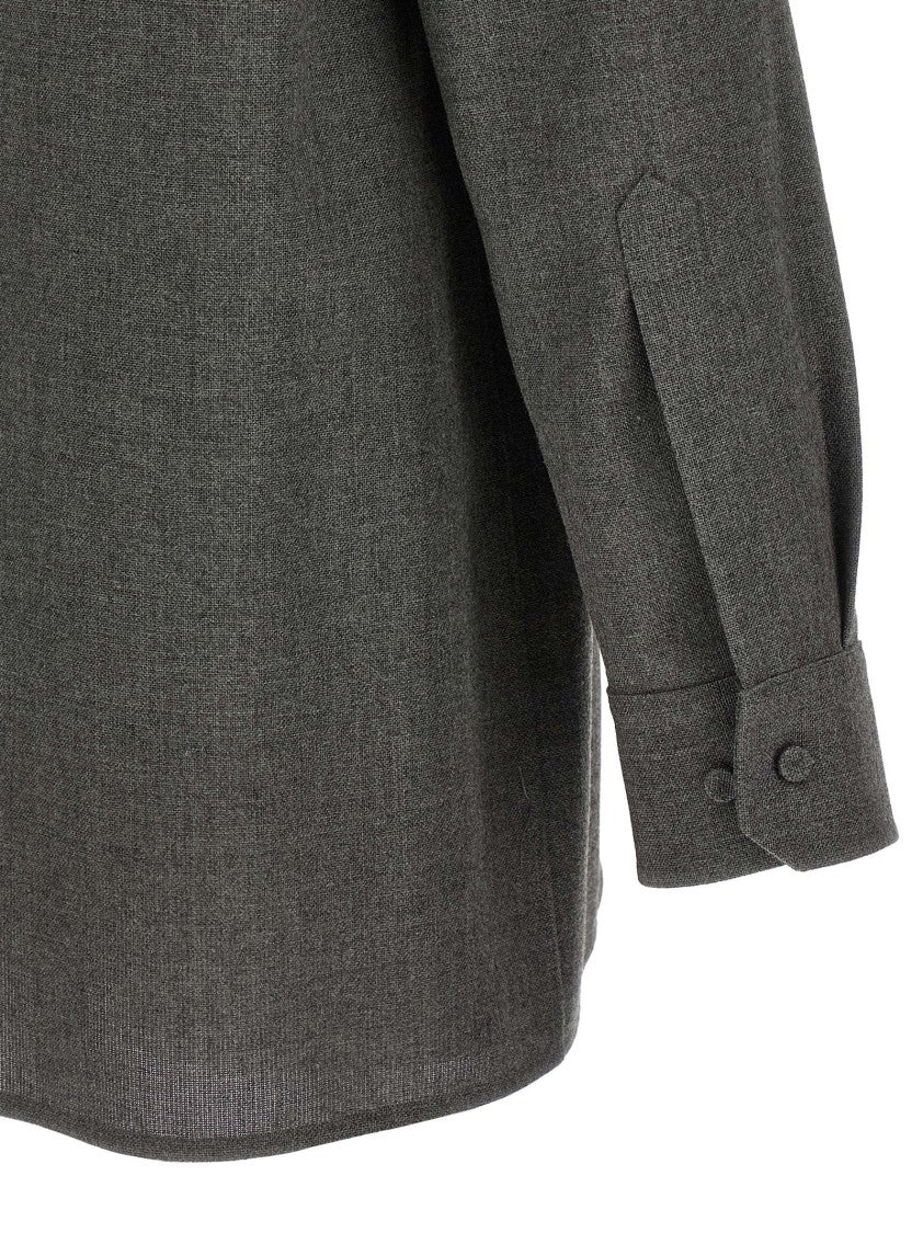Jil Sander Structured Wool Canvas Shirt With Minimalist Design