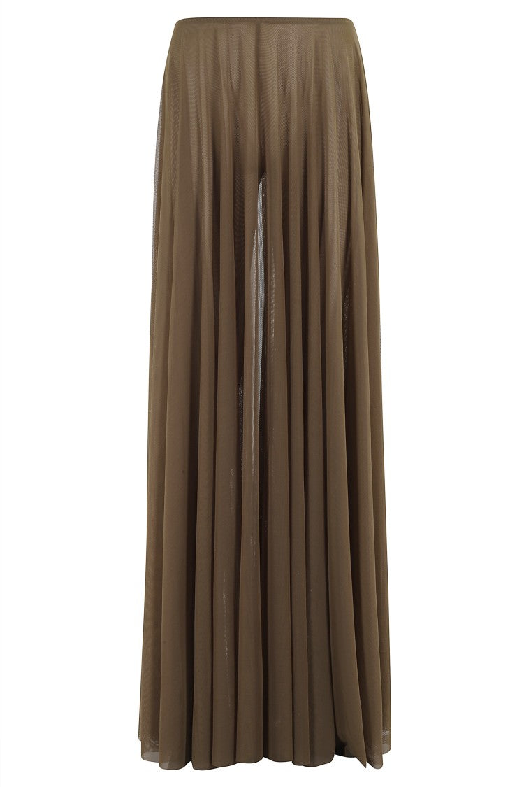 Norma Kamali Floor-Length Sheer Flared Skirt