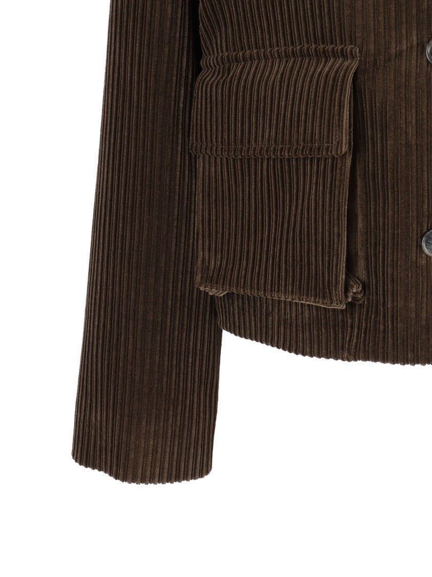 P.A.R.O.S.H. Cropped Brown Corduroy Jacket