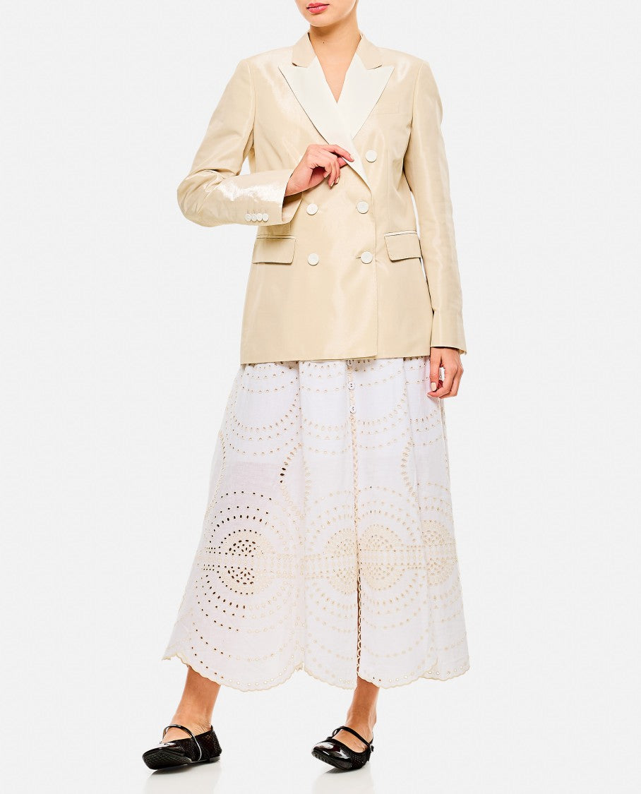 Alberto Biani Beige Double-Breasted Jacket With Flap Pockets And Shiny Finish