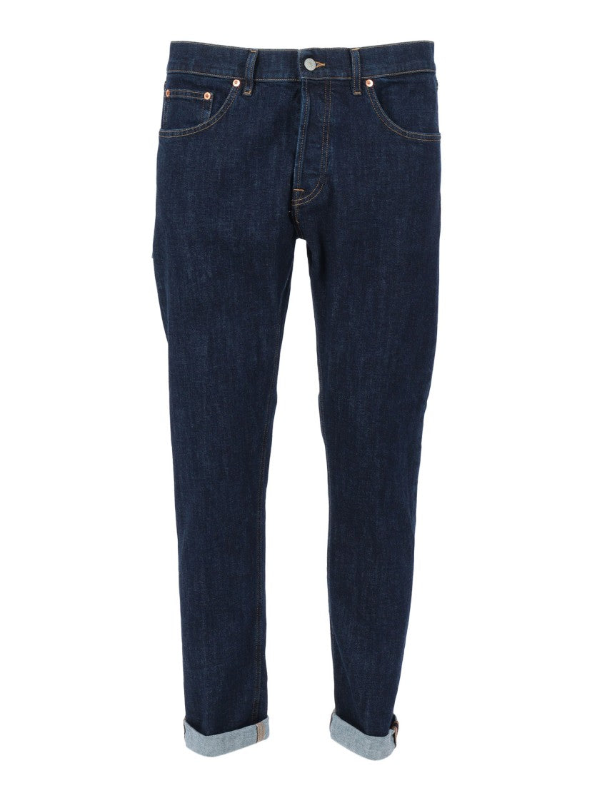Dondup Dark Blue Denim Jeans With Rolled-Up Cuffs