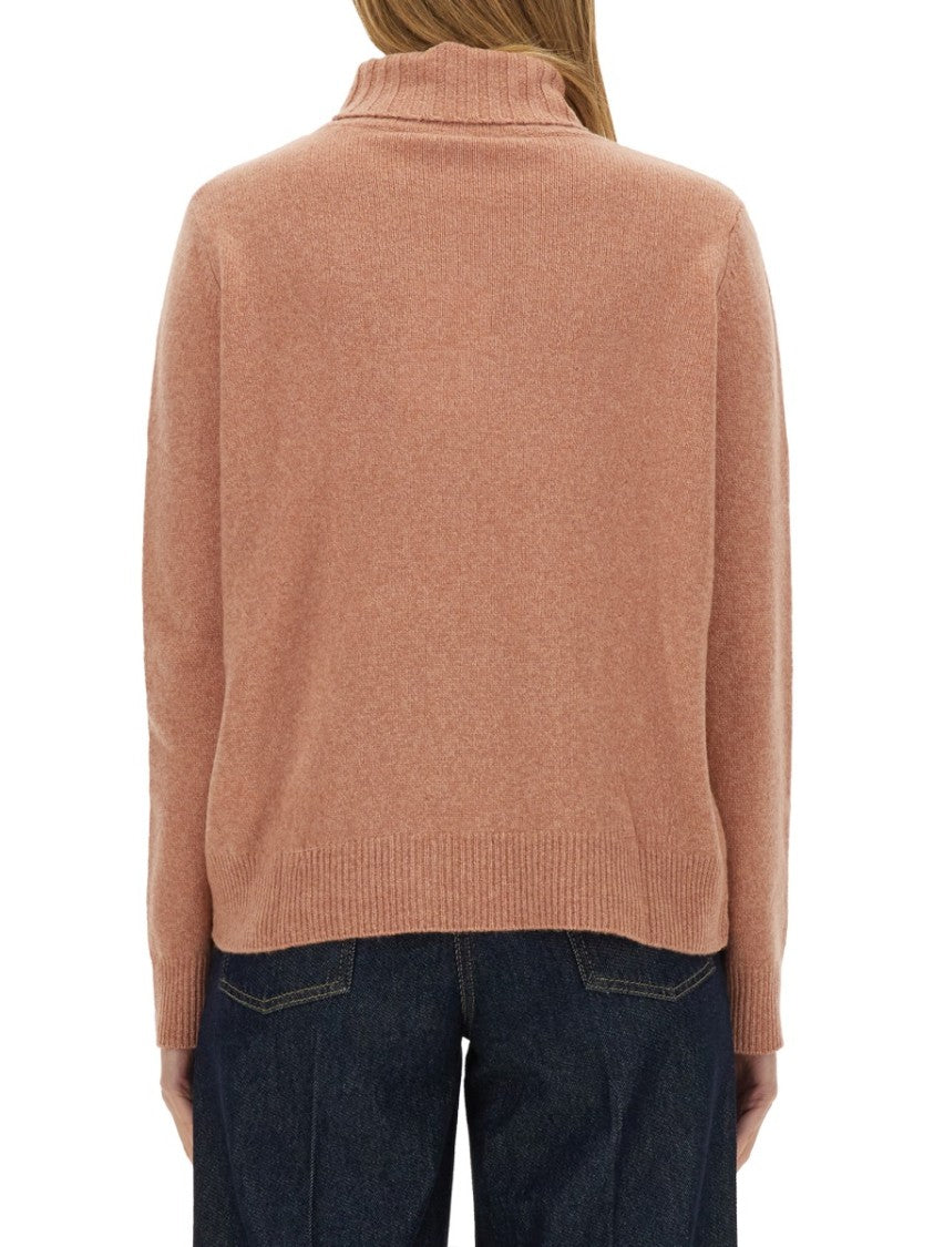Aspesi High-Neck Wool Jersey With Ribbed Hem