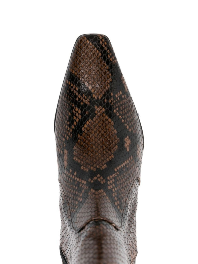 Stuart Weitzman Textured Brown Ankle Boots With Pointed Toe
