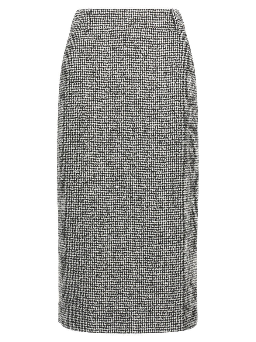 Ermanno Scervino Houndstooth Sheath Longuette Skirt With Back Split